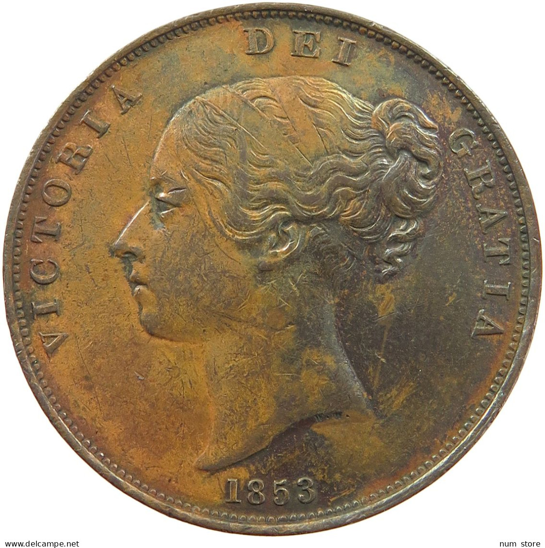 GREAT BRITAIN PENNY 1853 Victoria 1837-1901 #t120 0375 - D. 1 Penny