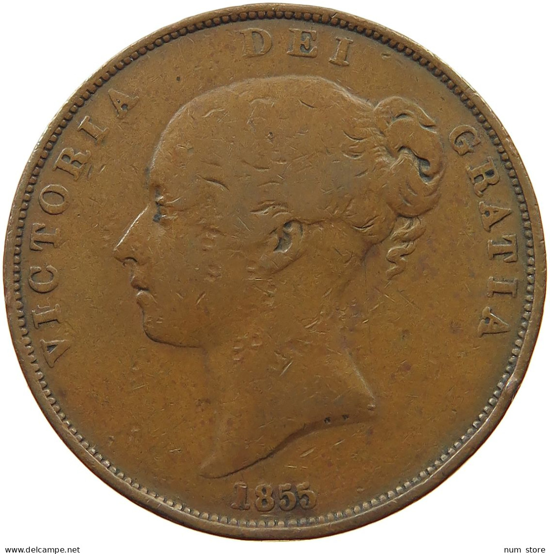 GREAT BRITAIN PENNY 1855 Victoria 1837-1901 #s049 0935 - D. 1 Penny