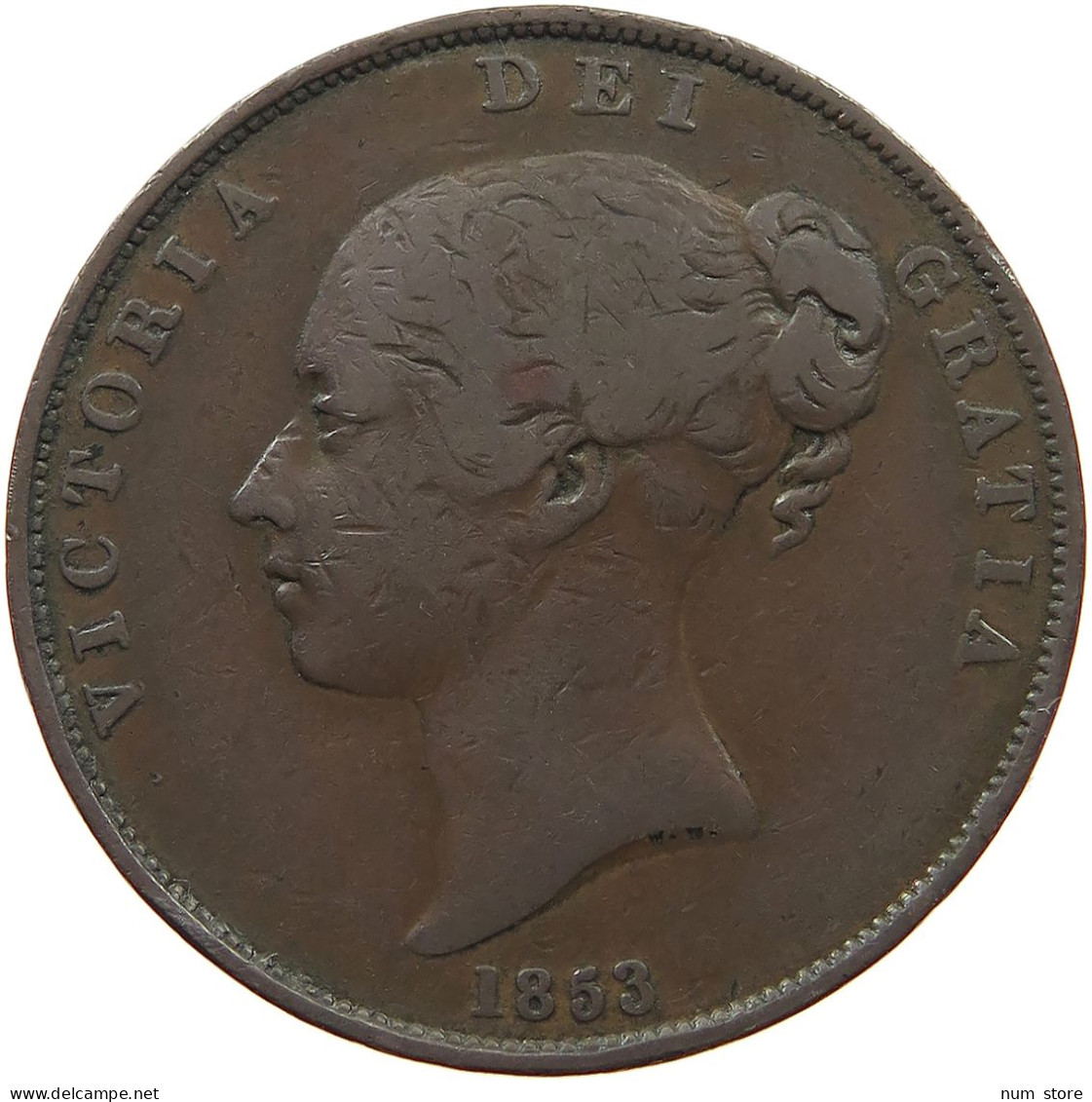 GREAT BRITAIN PENNY 1853 Victoria 1837-1901 #t100 0373 - D. 1 Penny