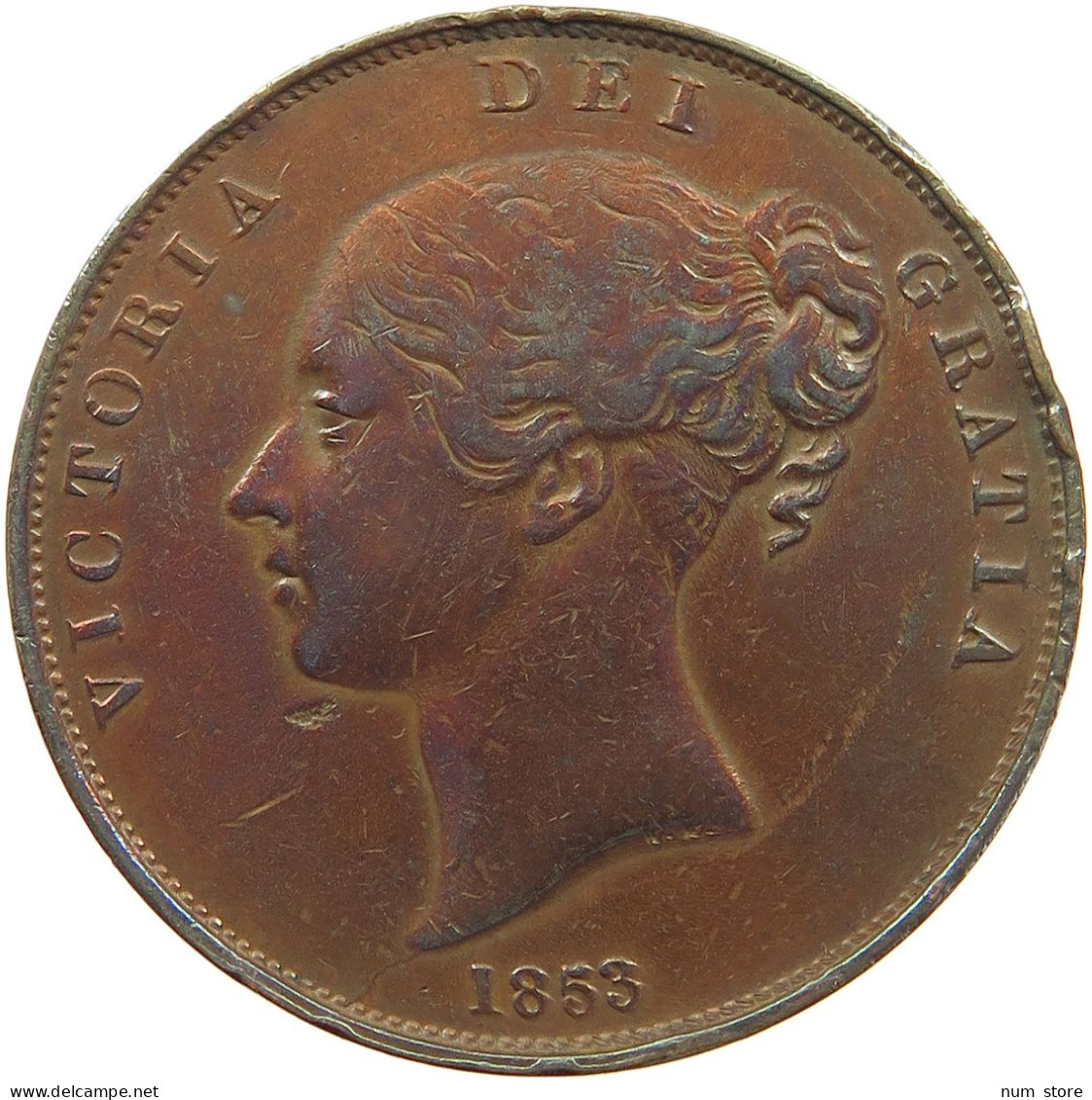 GREAT BRITAIN PENNY 1853 Victoria 1837-1901 #t107 0011 - D. 1 Penny