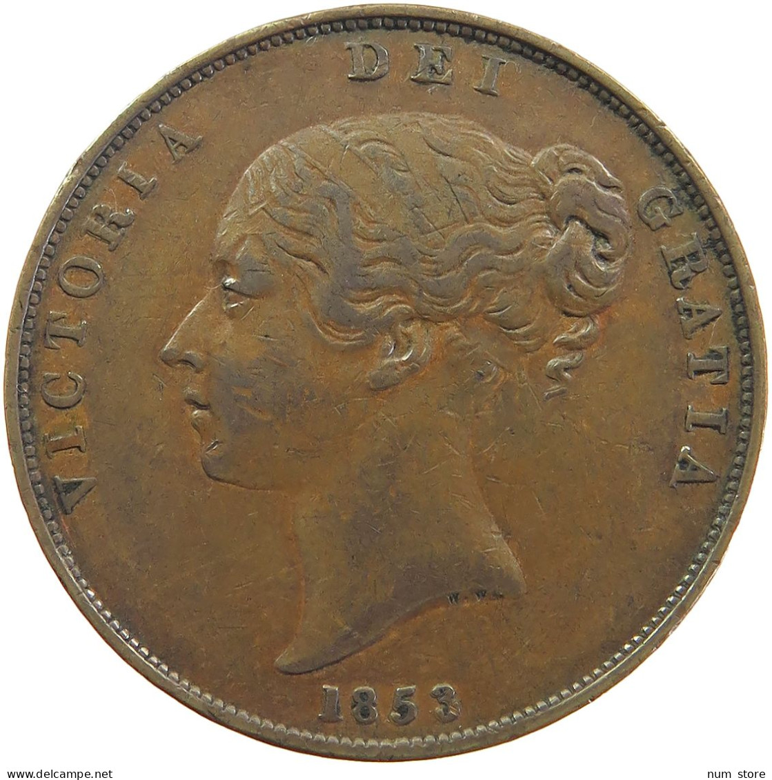 GREAT BRITAIN PENNY 1853 Victoria 1837-1901 #t021 0057 - D. 1 Penny