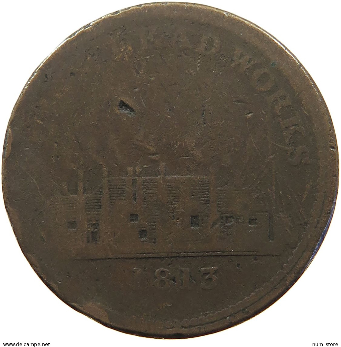 GREAT BRITAIN PENNY 1813 GEORGE III. 1760-1820 FLINT LEAD WORKS #s017 0239 - C. 1 Penny