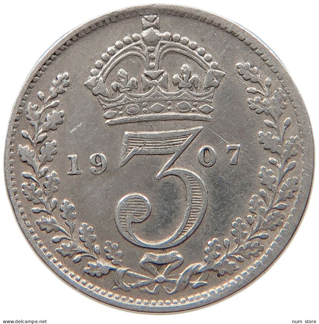 GREAT BRITAIN THREEPENCE 1907  #t162 0285 - F. 3 Pence