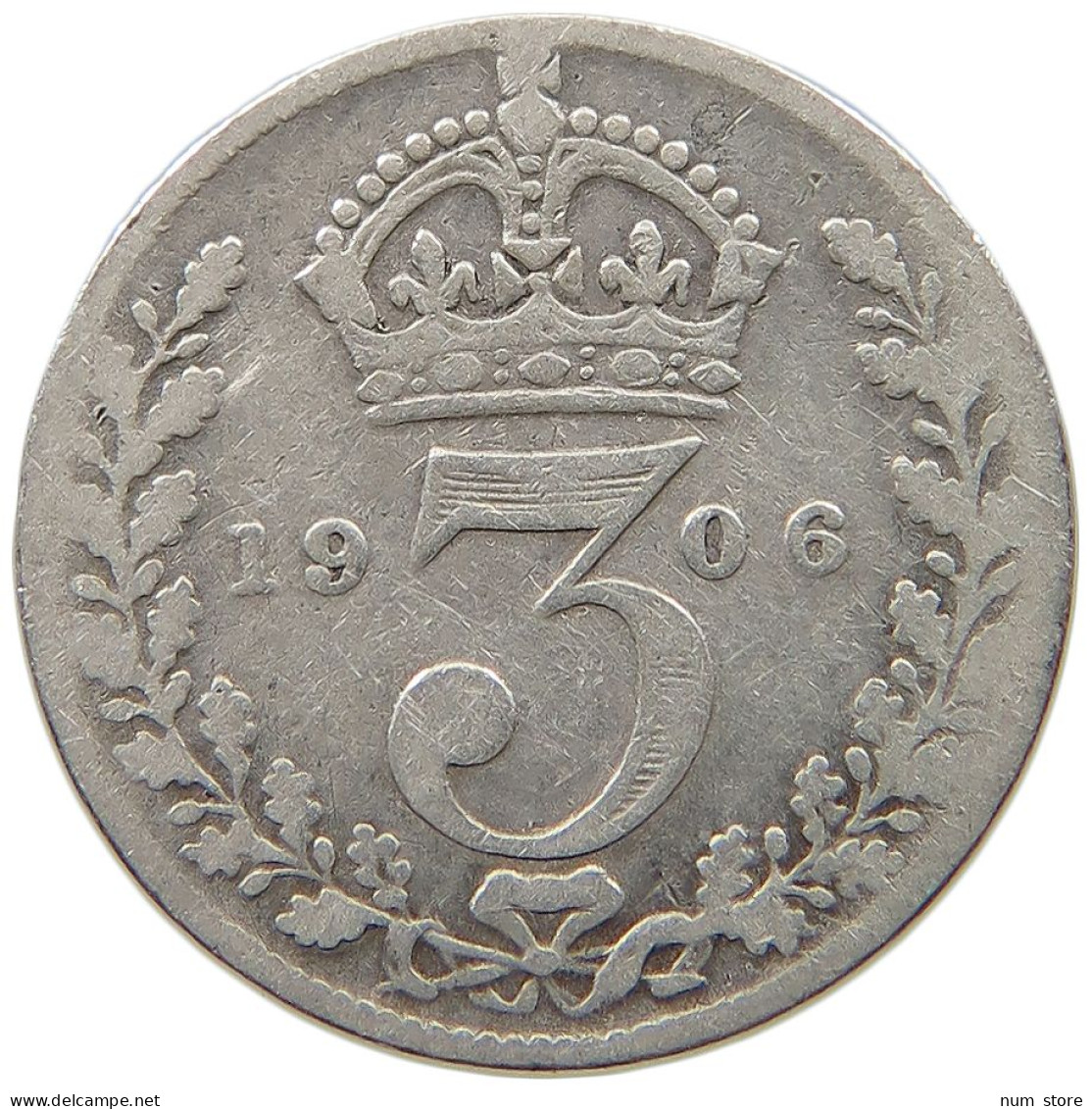 GREAT BRITAIN THREEPENCE 1906 Edward VII., 1901 - 1910 #a033 0177 - F. 3 Pence