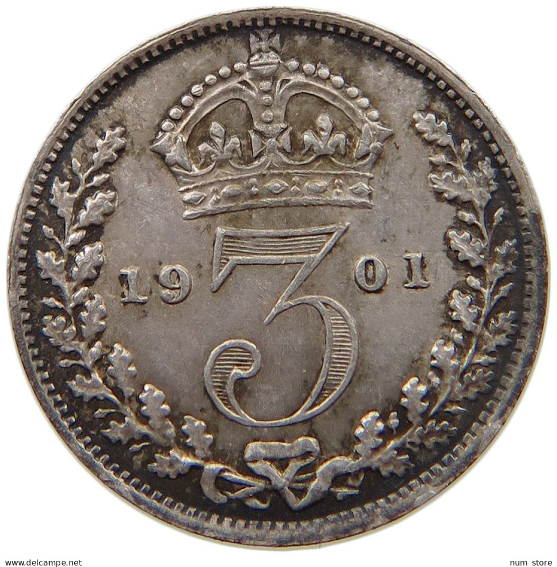 GREAT BRITAIN THREEPENCE 1901 Victoria 1837-1901 #t078 0415 - F. 3 Pence