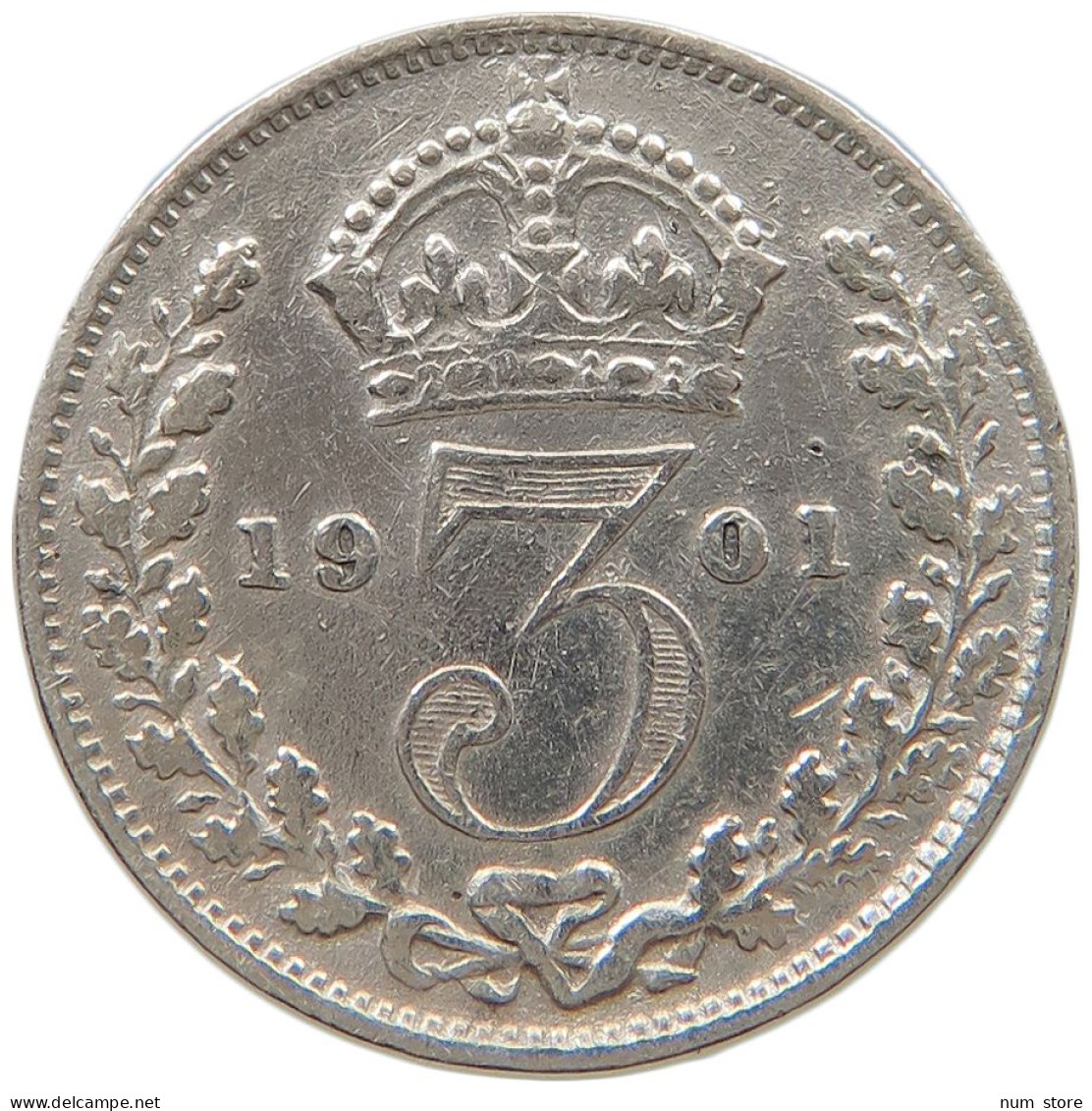 GREAT BRITAIN THREEPENCE 1901 Victoria 1837-1901 #a064 0569 - F. 3 Pence