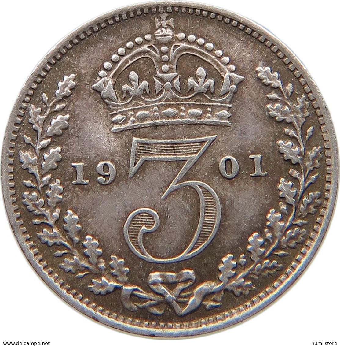 GREAT BRITAIN THREEPENCE 1901 Victoria 1837-1901 #t115 0437 - F. 3 Pence