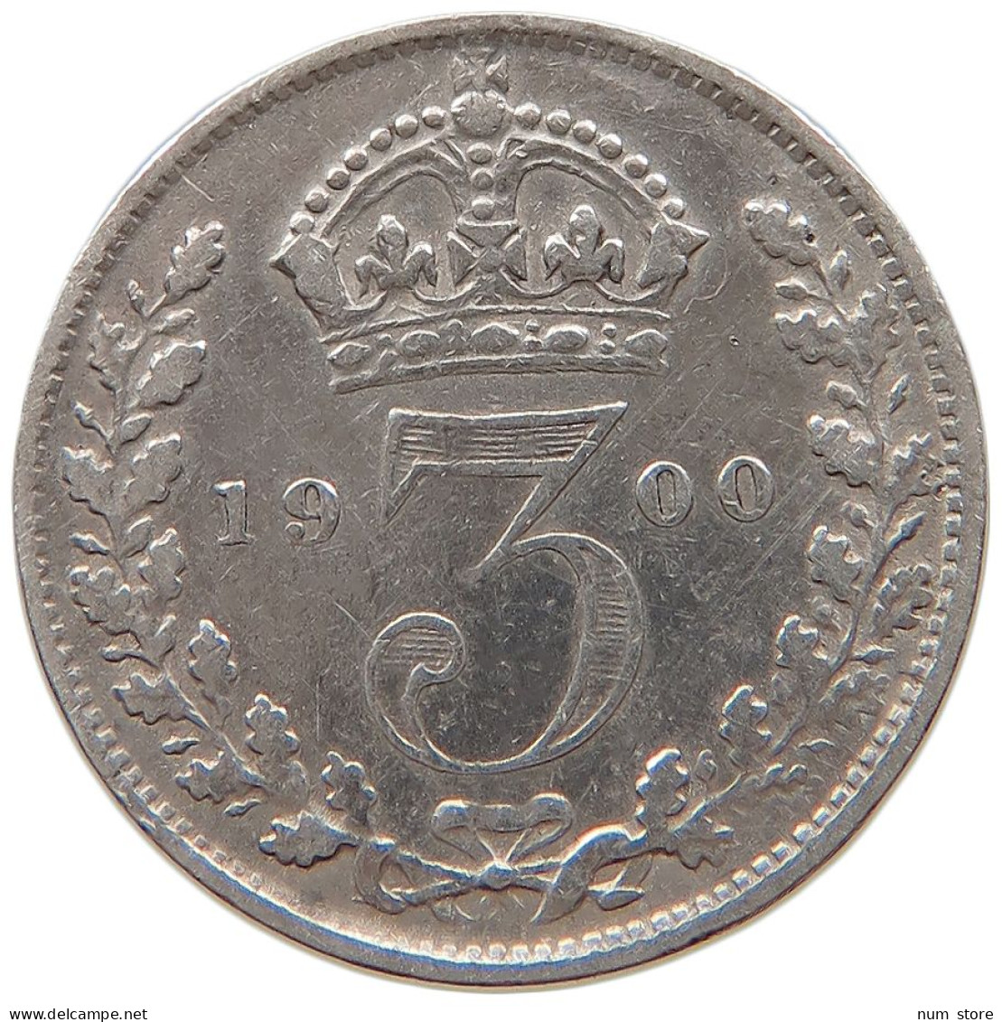 GREAT BRITAIN THREEPENCE 1900 Victoria 1837-1901 #t162 0287 - F. 3 Pence