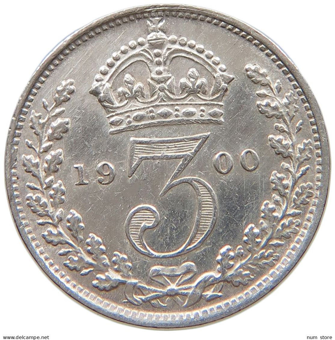 GREAT BRITAIN THREEPENCE 1900 Victoria 1837-1901 #t107 0479 - F. 3 Pence