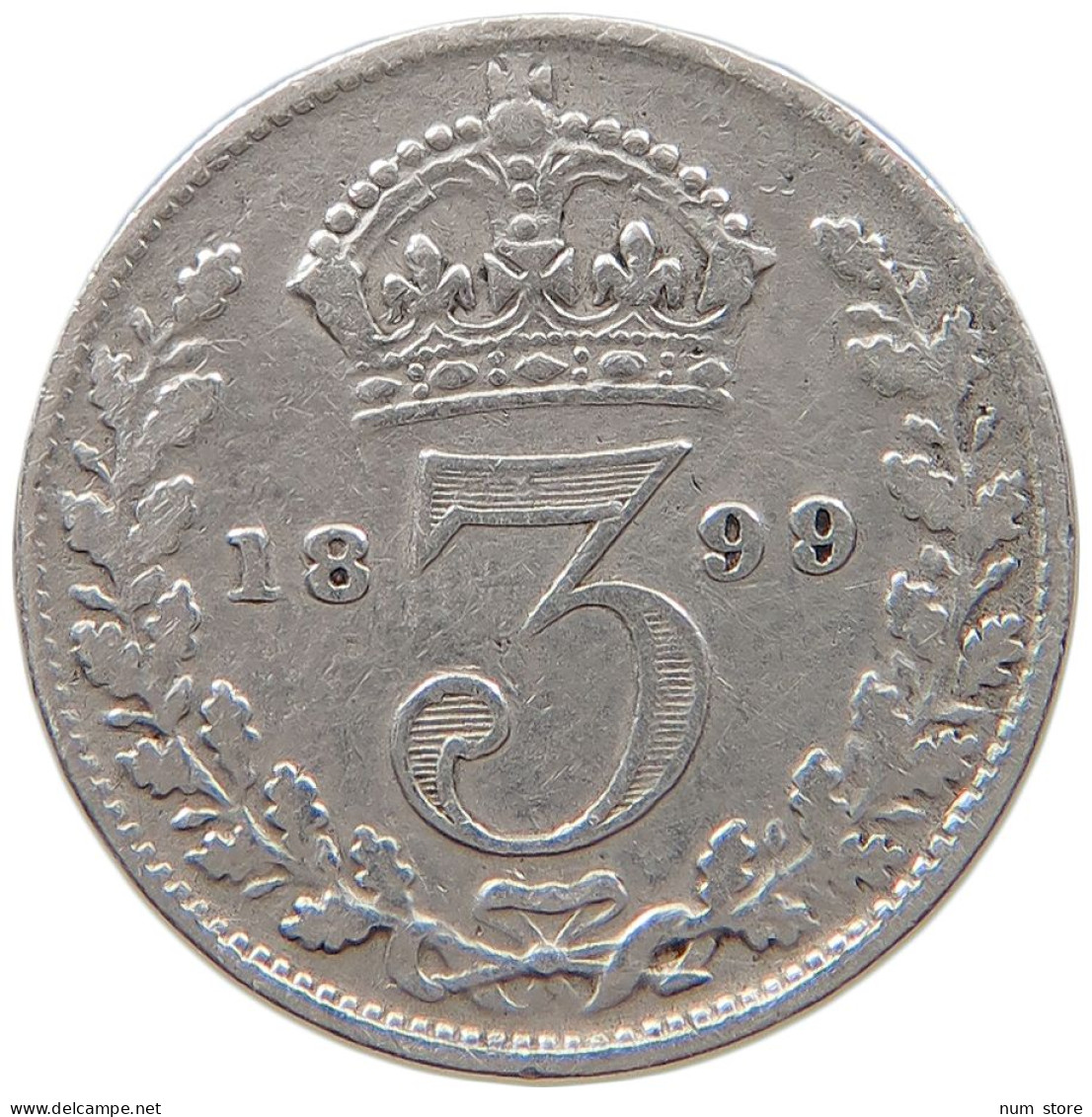 GREAT BRITAIN THREEPENCE 1899 Victoria 1837-1901 #s017 0205 - F. 3 Pence