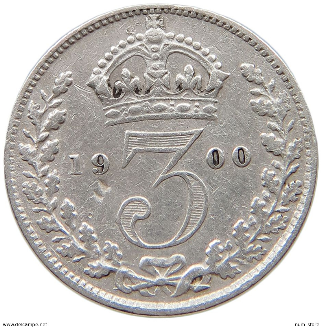 GREAT BRITAIN THREEPENCE 1900 Victoria 1837-1901 #s038 0655 - F. 3 Pence