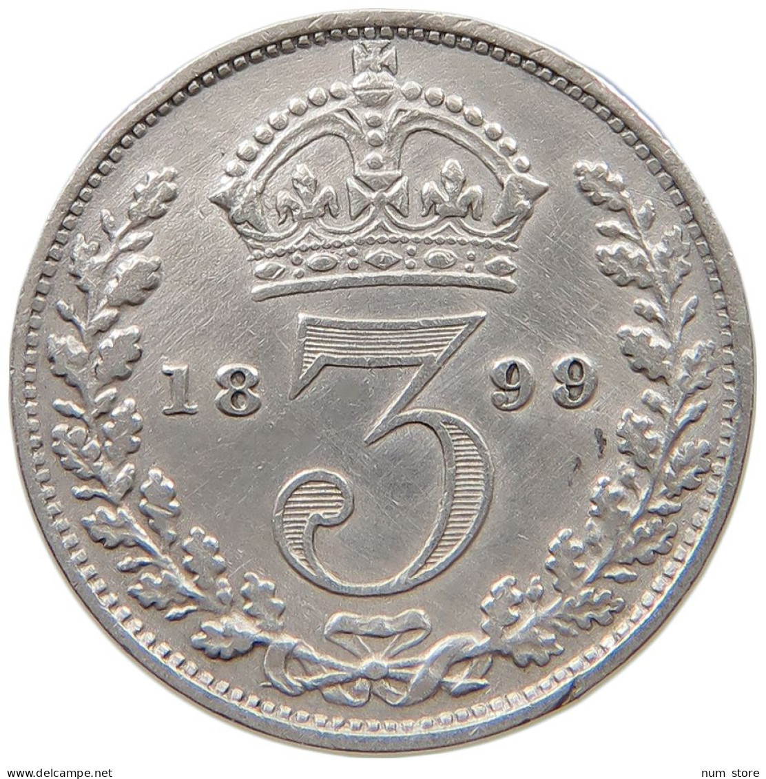 GREAT BRITAIN THREEPENCE 1899 Victoria 1837-1901 #a064 0571 - F. 3 Pence