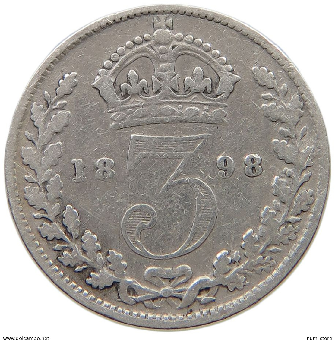 GREAT BRITAIN THREEPENCE 1898 Victoria 1837-1901 #a091 0877 - F. 3 Pence