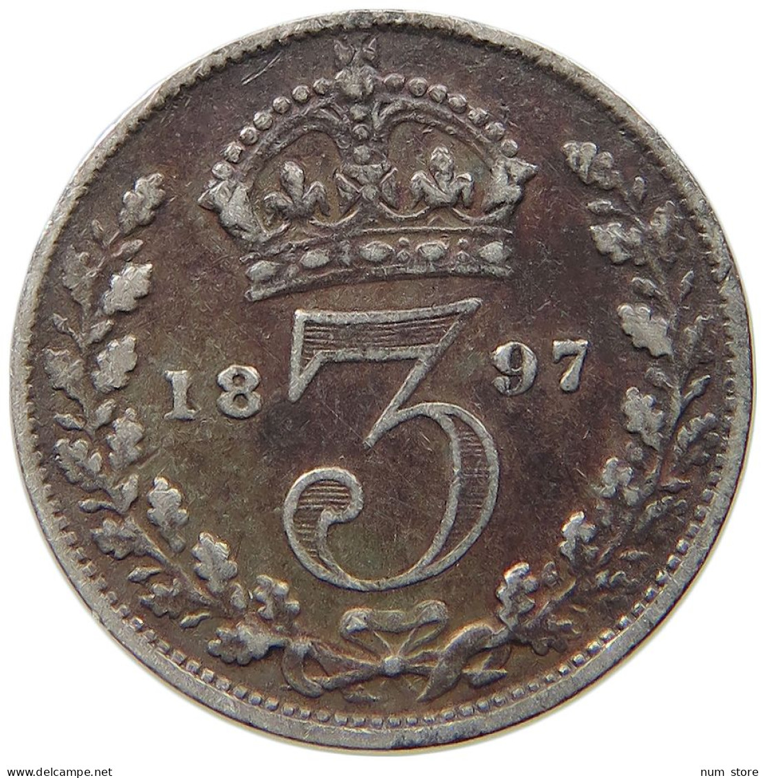 GREAT BRITAIN THREEPENCE 1897 Victoria 1837-1901 #a034 0053 - F. 3 Pence