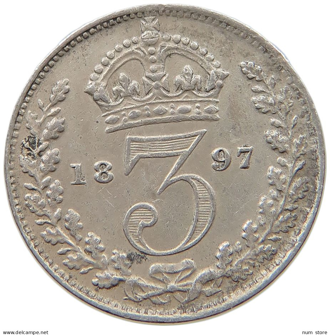 GREAT BRITAIN THREEPENCE 1897 Victoria 1837-1901 #s049 0699 - F. 3 Pence