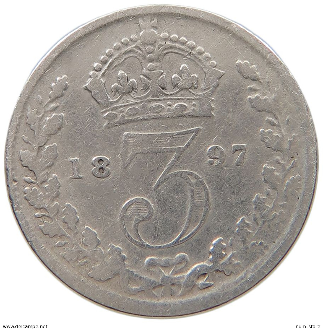 GREAT BRITAIN THREEPENCE 1897 Victoria 1837-1901 #a045 0879 - F. 3 Pence