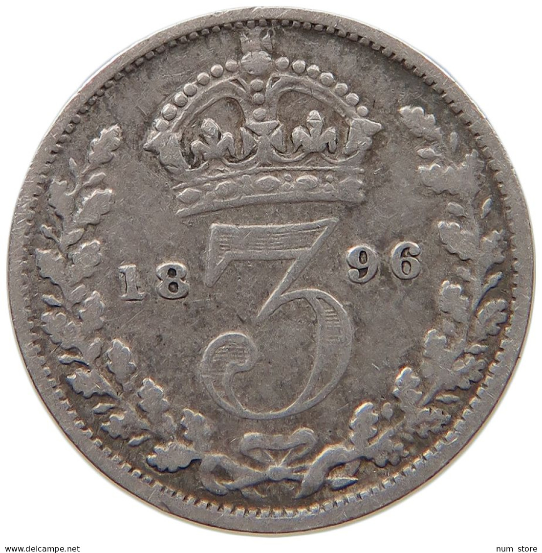 GREAT BRITAIN THREEPENCE 1896 Victoria 1837-1901 #s031 0243 - F. 3 Pence