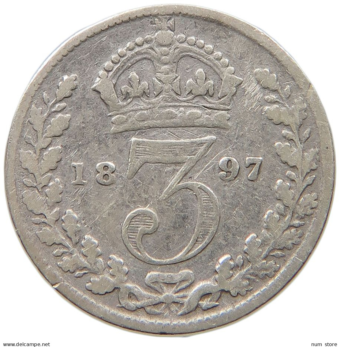 GREAT BRITAIN THREEPENCE 1897 Victoria 1837-1901 #a034 0055 - F. 3 Pence