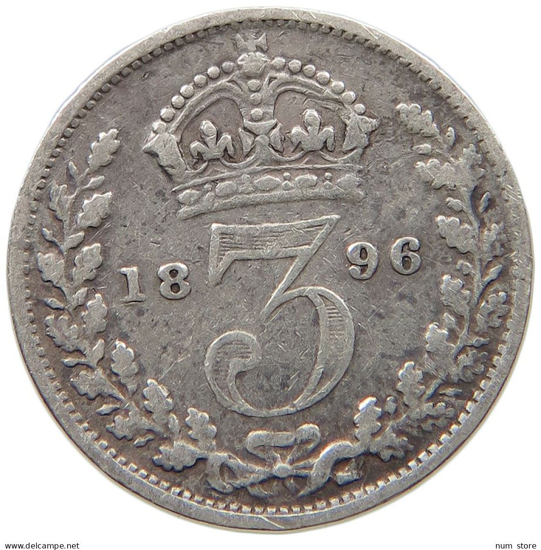 GREAT BRITAIN THREEPENCE 1896 Victoria 1837-1901 #a034 0051 - F. 3 Pence