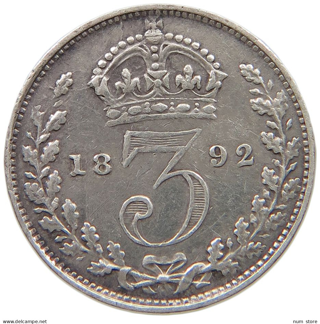 GREAT BRITAIN THREEPENCE 1892 Victoria 1837-1901 #t085 0187 - F. 3 Pence