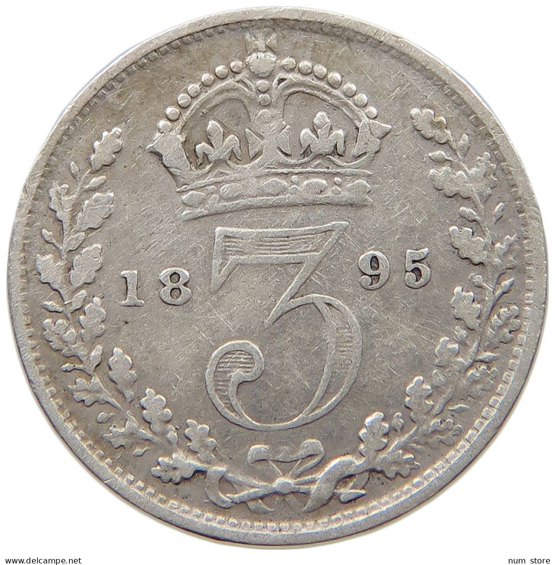 GREAT BRITAIN THREEPENCE 1895 Victoria 1837-1901 #s038 0705 - F. 3 Pence