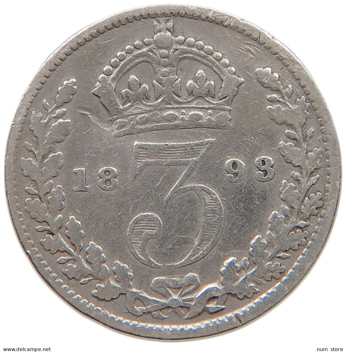 GREAT BRITAIN THREEPENCE 1893 Victoria 1837-1901 #a063 0617 - F. 3 Pence