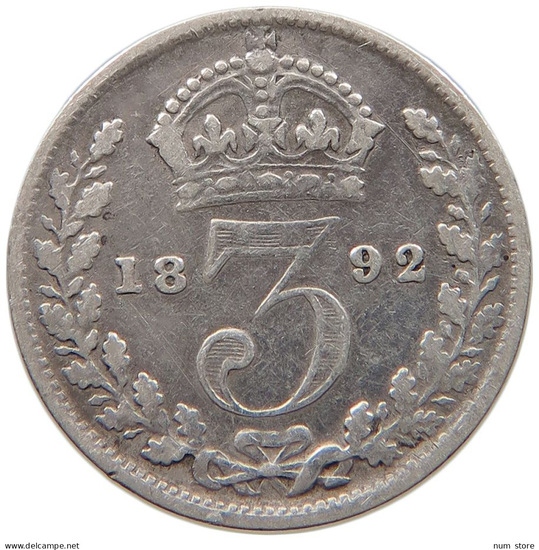 GREAT BRITAIN THREEPENCE 1892 Victoria 1837-1901 #c010 0451 - F. 3 Pence