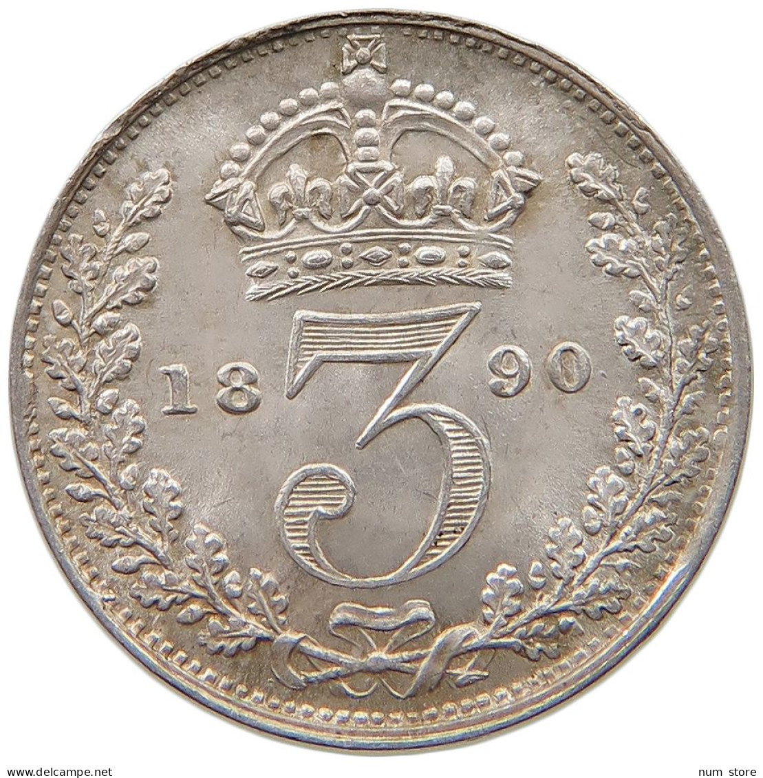 GREAT BRITAIN THREEPENCE 1890 Victoria 1837-1901 #t114 0109 - F. 3 Pence