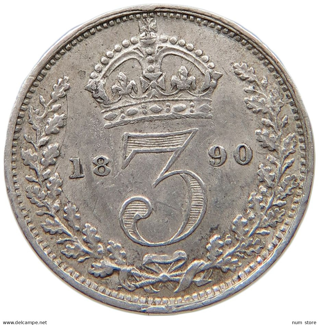 GREAT BRITAIN THREEPENCE 1890 Victoria 1837-1901 #t085 0183 - F. 3 Pence