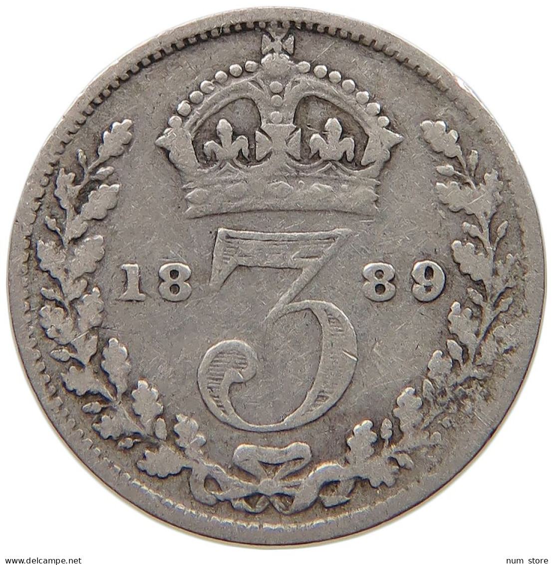 GREAT BRITAIN THREEPENCE 1889 Victoria 1837-1901 #c037 0325 - F. 3 Pence