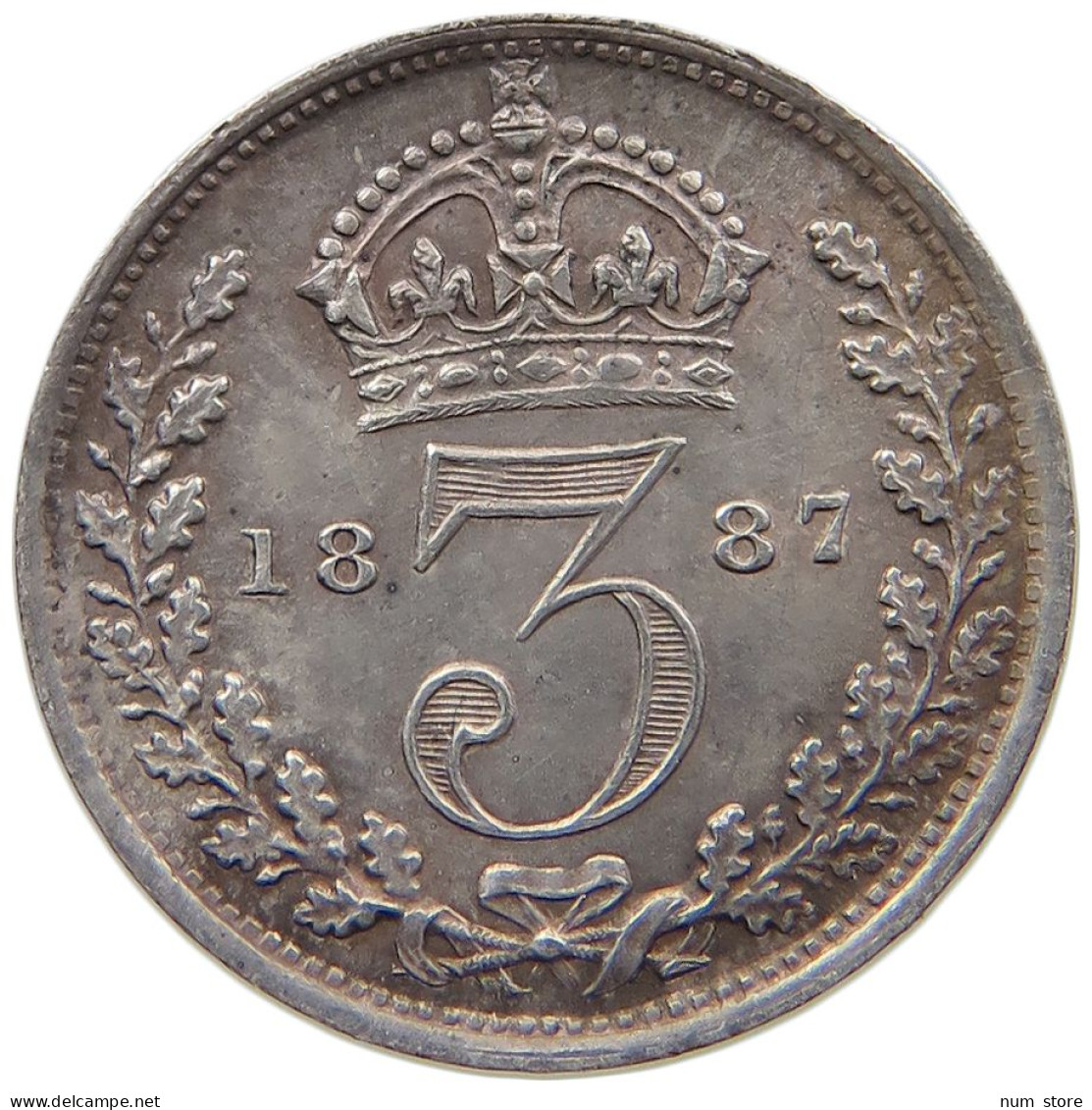 GREAT BRITAIN THREEPENCE 1887 Victoria 1837-1901 #t158 0453 - F. 3 Pence