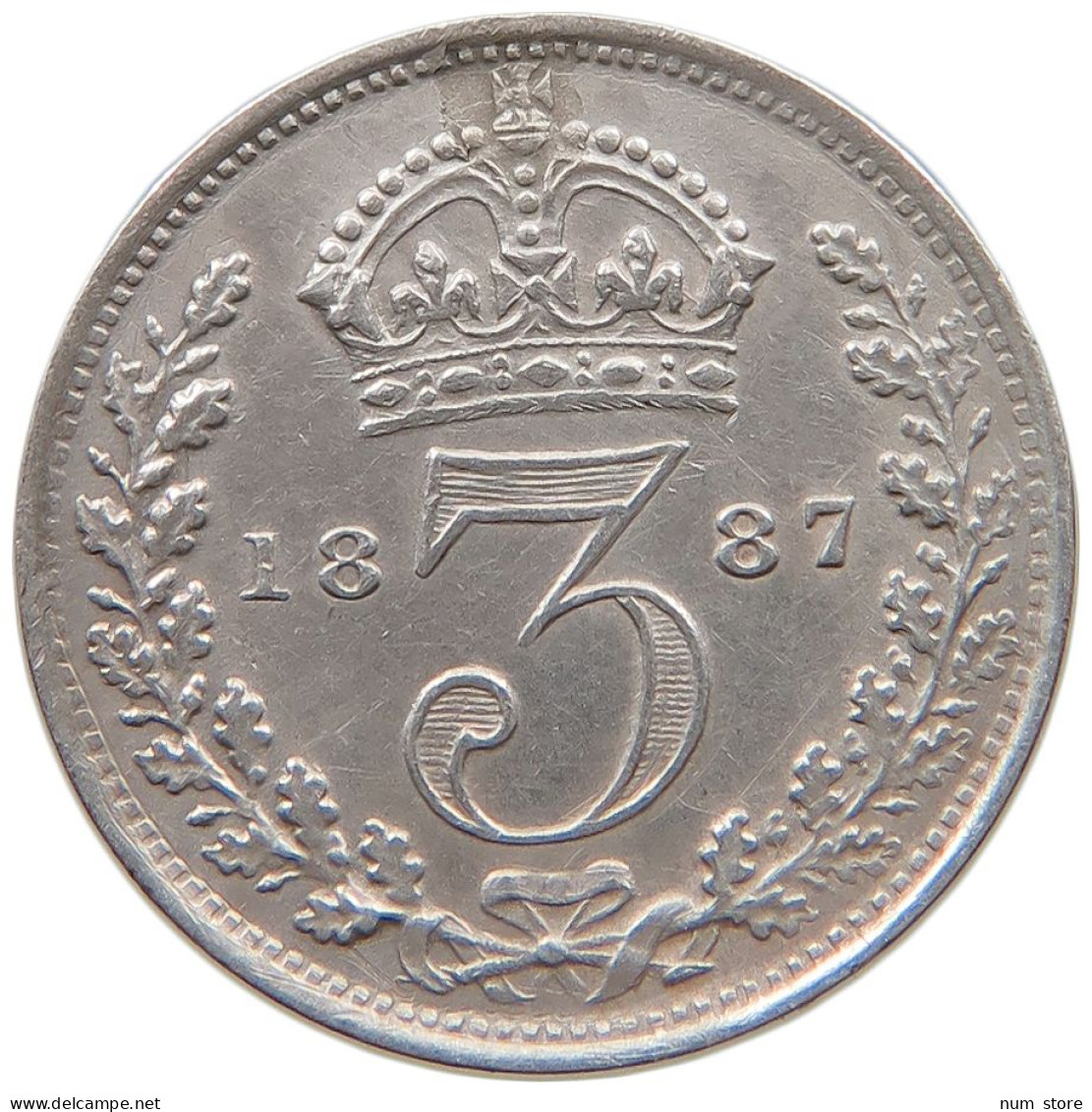 GREAT BRITAIN THREEPENCE 1887 Victoria 1837-1901 #t160 0345 - F. 3 Pence