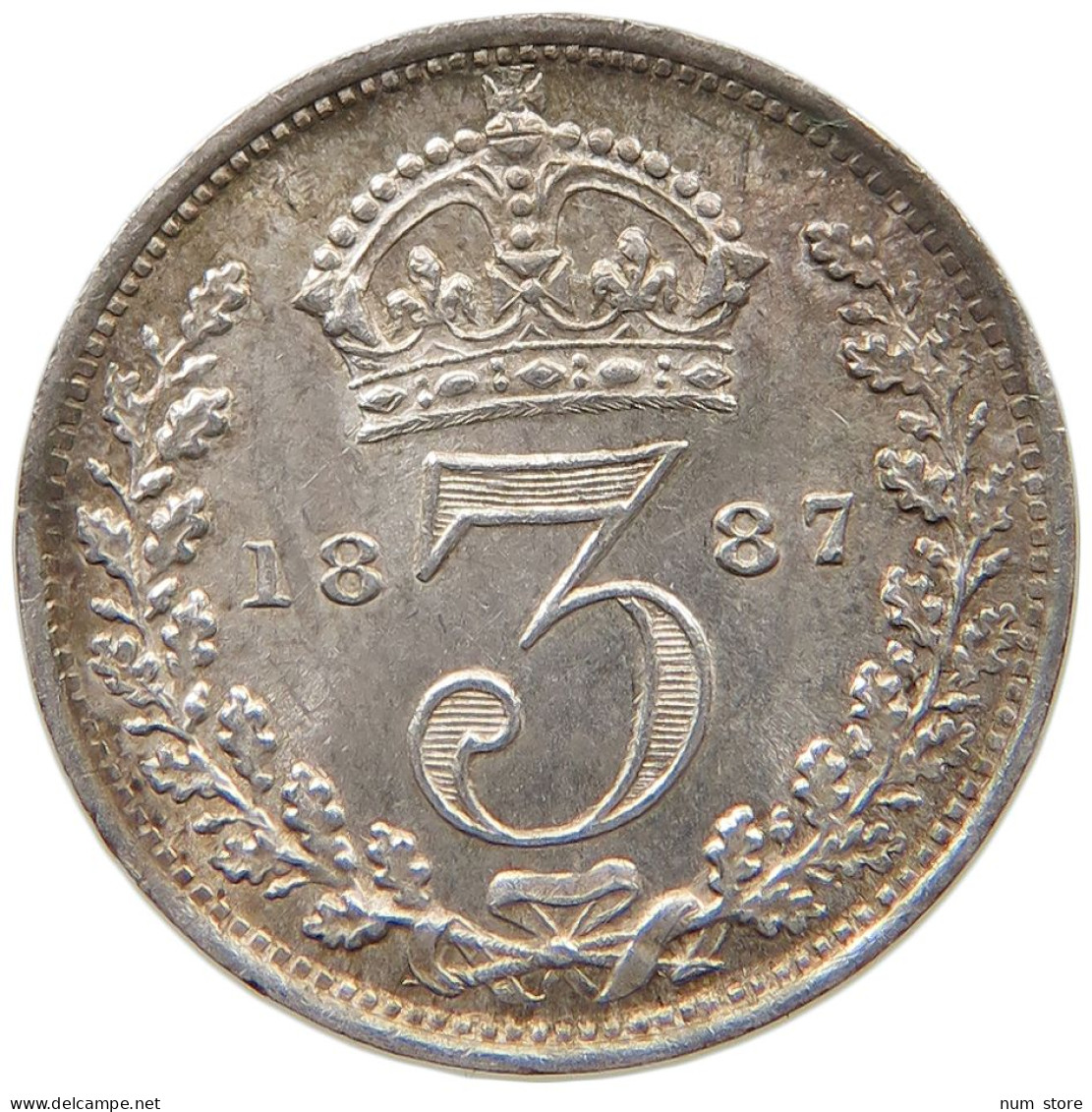GREAT BRITAIN THREEPENCE 1887 Victoria 1837-1901 #t139 0237 - F. 3 Pence