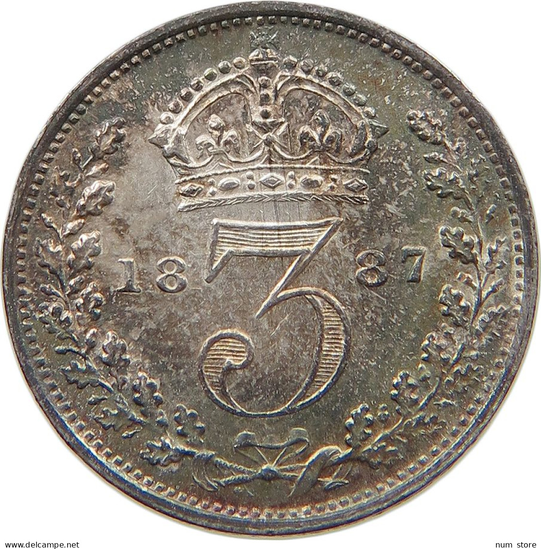 GREAT BRITAIN THREEPENCE 1887 Victoria 1837-1901 #t115 0441 - F. 3 Pence