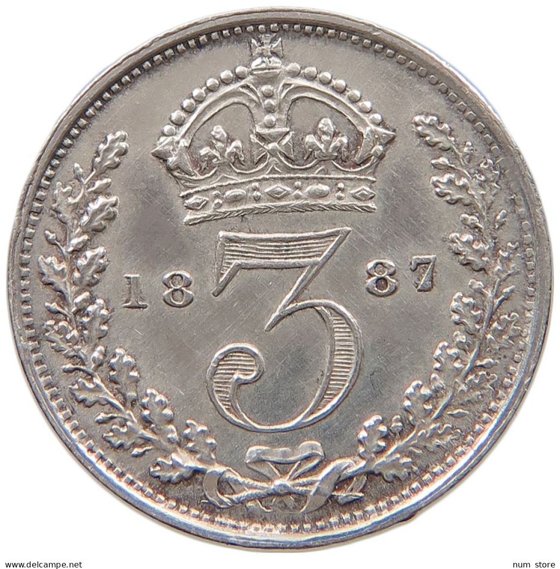 GREAT BRITAIN THREEPENCE 1887 Victoria 1837-1901 #t107 0477 - F. 3 Pence