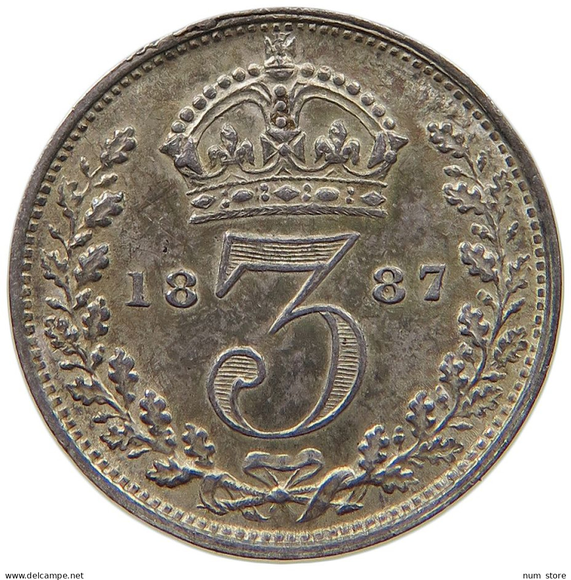 GREAT BRITAIN THREEPENCE 1887 Victoria 1837-1901 #t112 1357 - F. 3 Pence