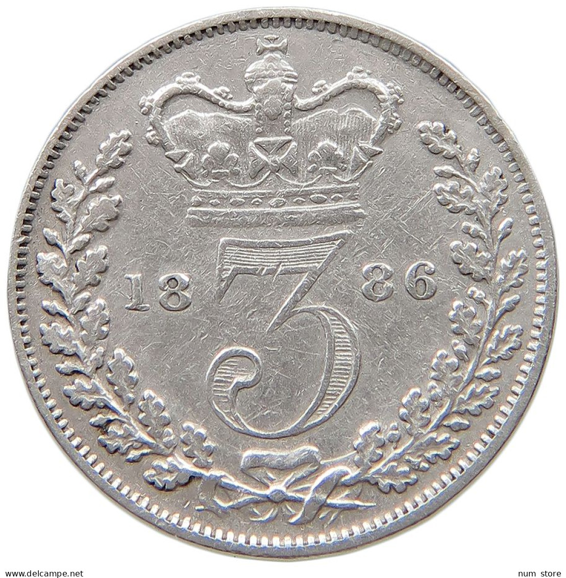 GREAT BRITAIN THREEPENCE 1886 Victoria 1837-1901 #t095 0645 - F. 3 Pence