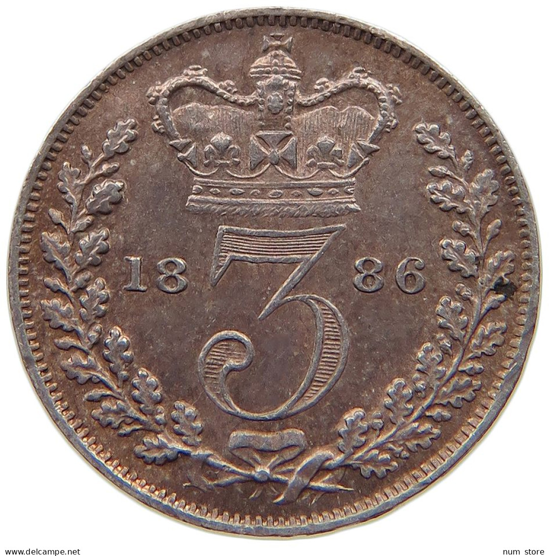 GREAT BRITAIN THREEPENCE 1886 Victoria 1837-1901 #t059 0123 - F. 3 Pence