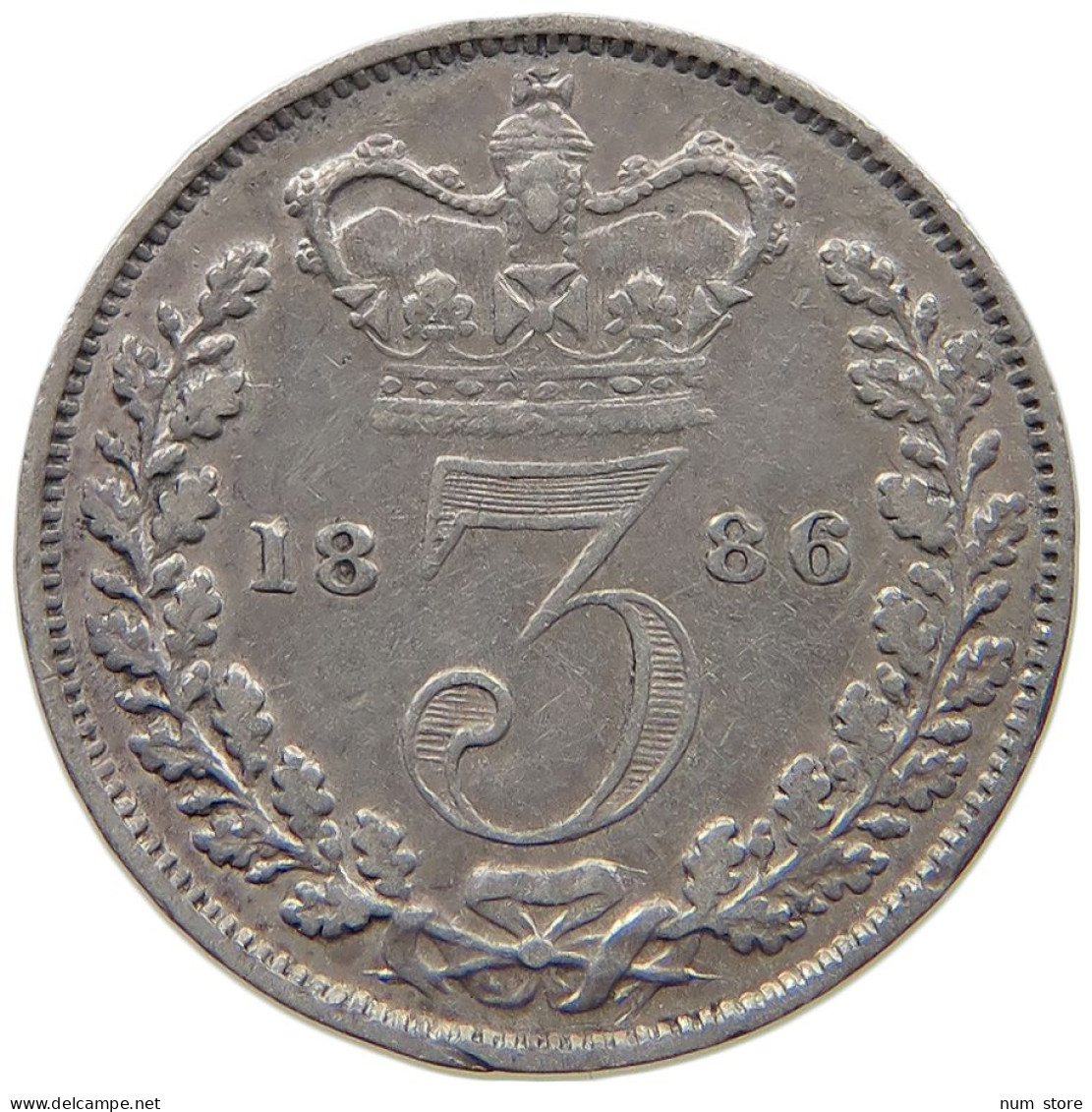 GREAT BRITAIN THREEPENCE 1886 Victoria 1837-1901 #t005 0309 - F. 3 Pence