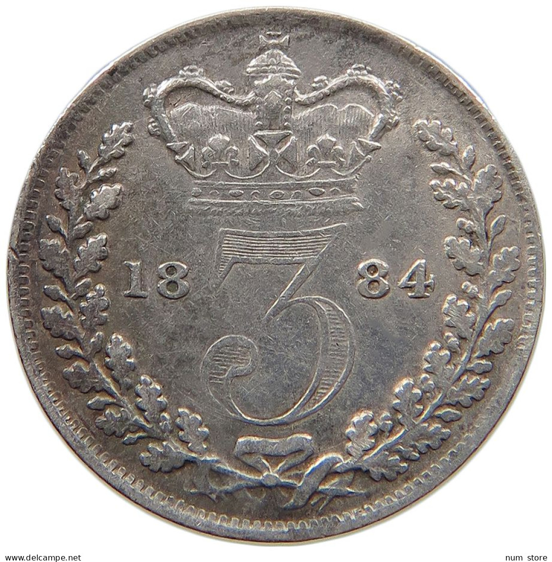 GREAT BRITAIN THREEPENCE 1884 Victoria 1837-1901 #t112 1465 - F. 3 Pence