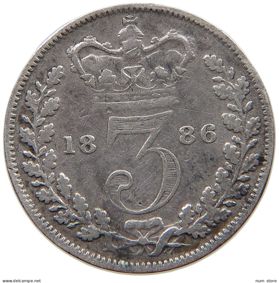 GREAT BRITAIN THREEPENCE 1886 Victoria 1837-1901 #c052 0263 - F. 3 Pence