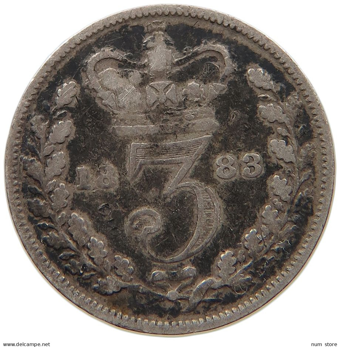 GREAT BRITAIN THREEPENCE 1883 Victoria 1837-1901 #s017 0185 - F. 3 Pence