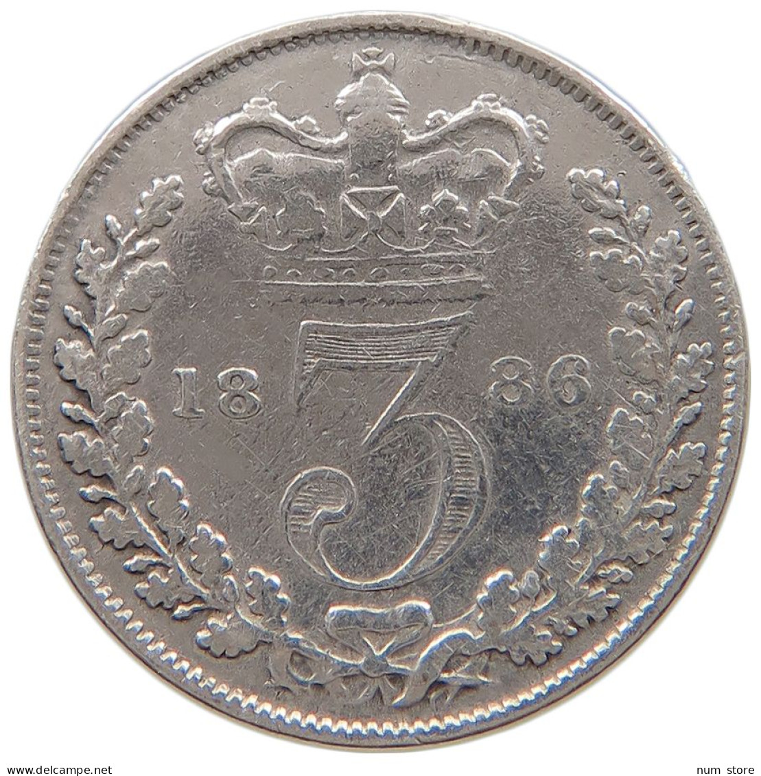 GREAT BRITAIN THREEPENCE 1886 Victoria 1837-1901 #a052 0455 - F. 3 Pence