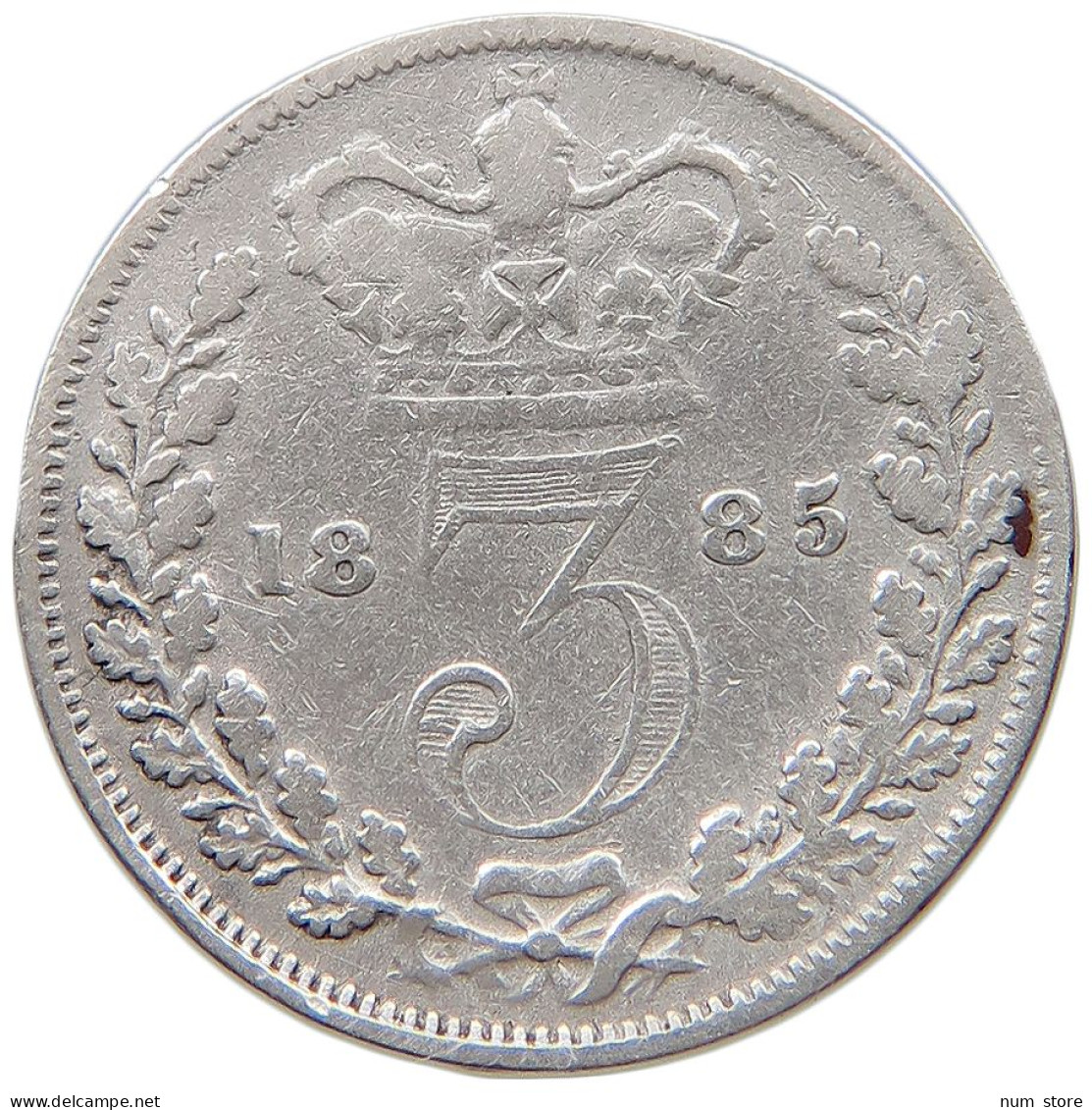 GREAT BRITAIN THREEPENCE 1885 Victoria 1837-1901 #t095 0655 - F. 3 Pence