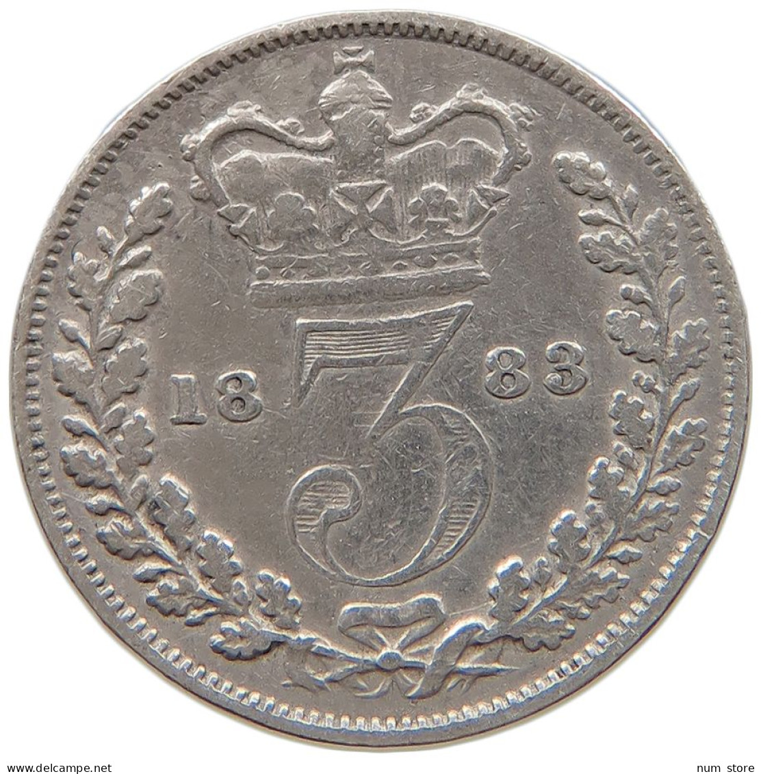 GREAT BRITAIN THREEPENCE 1883 Victoria 1837-1901 #t157 0735 - F. 3 Pence