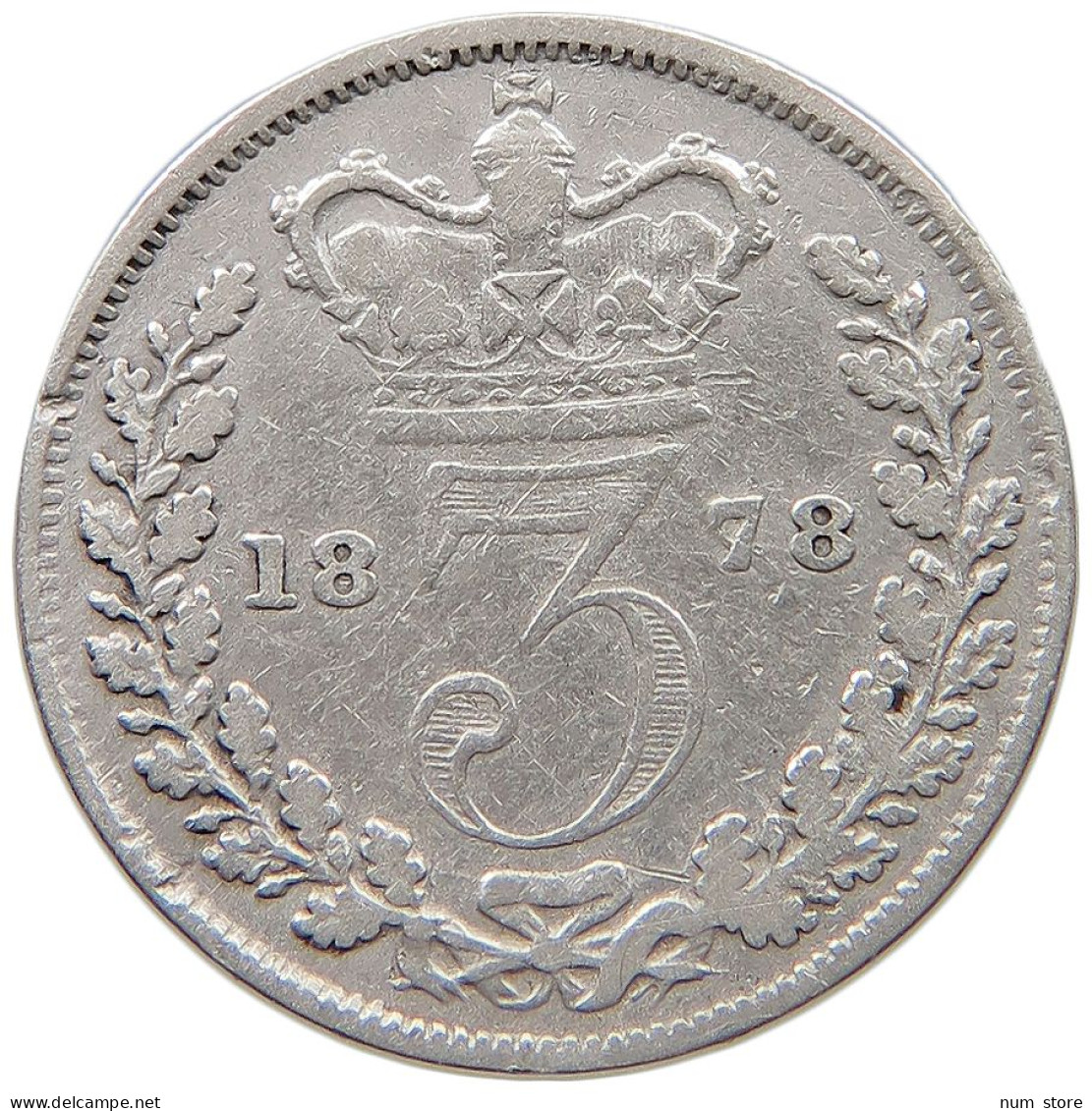 GREAT BRITAIN THREEPENCE 1878 Victoria 1837-1901 #t095 0659 - F. 3 Pence