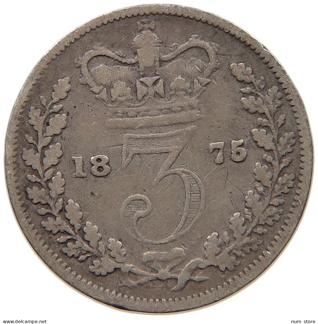 GREAT BRITAIN THREEPENCE 1875 Victoria 1837-1901 #c052 0267 - F. 3 Pence