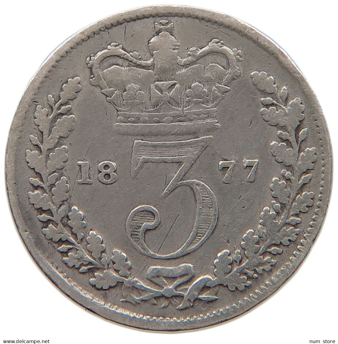 GREAT BRITAIN THREEPENCE 1877 Victoria 1837-1901 #a044 0363 - F. 3 Pence