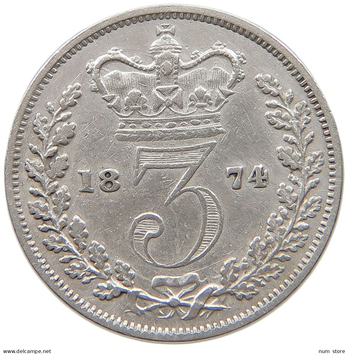 GREAT BRITAIN THREEPENCE 1874 Victoria 1837-1901 #t095 0661 - F. 3 Pence