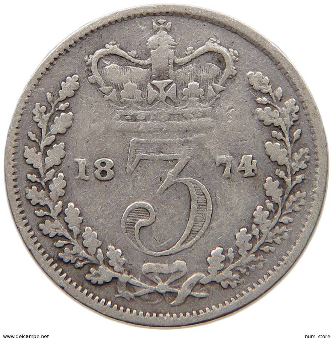 GREAT BRITAIN THREEPENCE 1874 Victoria 1837-1901 #c052 0269 - F. 3 Pence